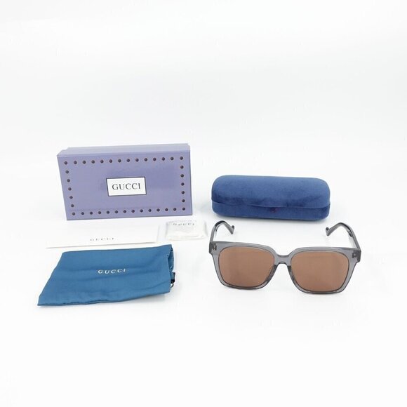Gucci GG0965 Square Sunglasses Gray Brown OS - Picture 5 of 14